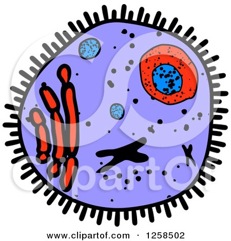 Clipart of a Colorful Doodled Virus or Amoeba - Royalty Free Vector Illustration by Vector Tradition SM