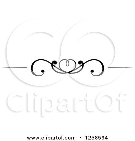 Clipart of a Black and White Swirl Heart Rule Divider Border Design Element - Royalty Free Vector Illustration by Vector Tradition SM