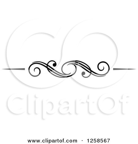 Clipart of a Black and White Swirl Rule Divider Border Design Element - Royalty Free Vector Illustration by Vector Tradition SM