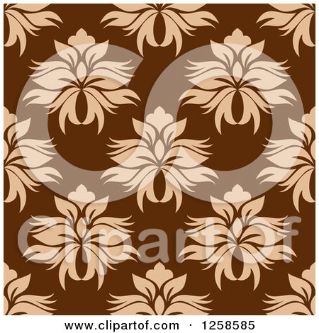 Clipart of a Seamless Background Pattern of Damask Floral - Royalty Free Vector Illustration by Vector Tradition SM