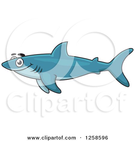 Clipart of a Happy Blue Shark - Royalty Free Vector Illustration by Vector Tradition SM