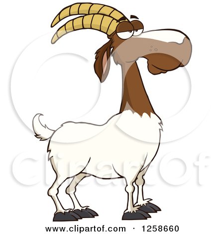 Clipart of a Red and White Male Boer Goat - Royalty Free Vector Illustration by Hit Toon