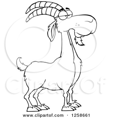 Clipart of a Black and White Male Boer Goat Buck - Royalty Free Vector Illustration by Hit Toon