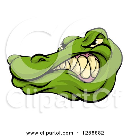 Clipart of a Tough Snarling Alligator Mascot Head - Royalty Free Vector Illustration by AtStockIllustration