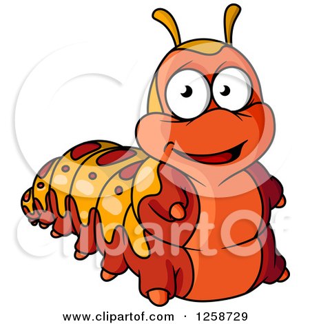 Clipart of a Happy Red and Orange Caterpillar - Royalty Free Vector Illustration by Vector Tradition SM