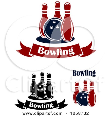 Clipart of Bowling Balls with Pins - Royalty Free Vector Illustration by Vector Tradition SM