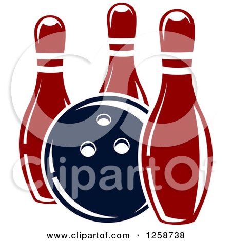 Clipart of a Bowling Ball with Three Pins - Royalty Free Vector Illustration by Vector Tradition SM
