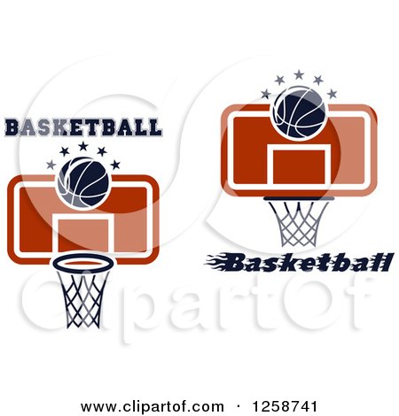 Clipart of Basketballs Hoops Text and Stars - Royalty Free Vector Illustration by Vector Tradition SM
