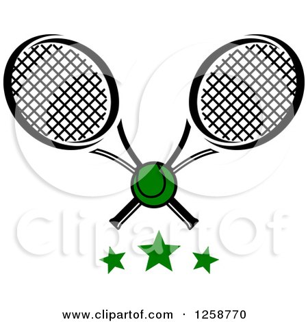Clipart of Stars with a Ball and Crossed Tennis Rackets - Royalty Free Vector Illustration by Vector Tradition SM