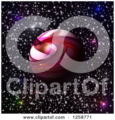 Clipart of a Red Planet over Stars - Royalty Free Illustration by oboy