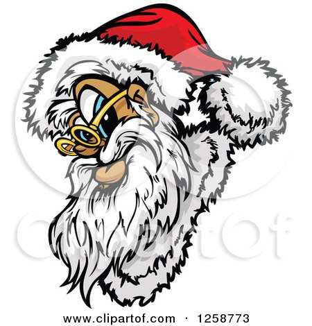 Clipart of Santa Wearing a Hat and Spectacles - Royalty Free Vector Illustration by Chromaco