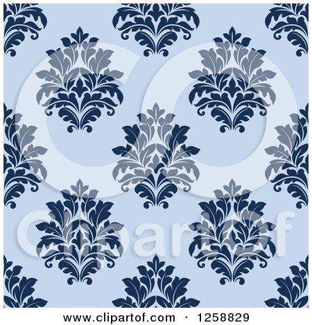 Clipart of a Seamless Background Pattern of Damask Floral - Royalty Free Vector Illustration by Vector Tradition SM