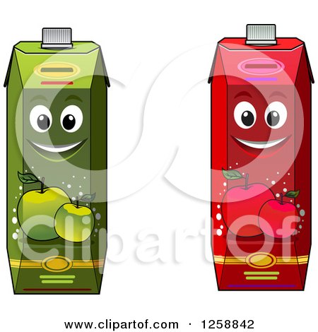 Clipart of Apple Juice Carton Characters - Royalty Free Vector Illustration by Vector Tradition SM