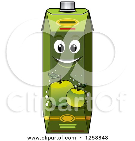 Clipart of a Green Apple Juice Carton Characters - Royalty Free Vector Illustration by Vector Tradition SM