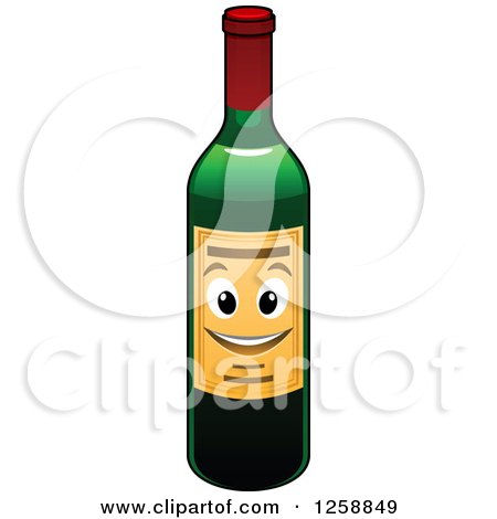 Clipart of a Wine Bottle Character - Royalty Free Vector Illustration by Vector Tradition SM