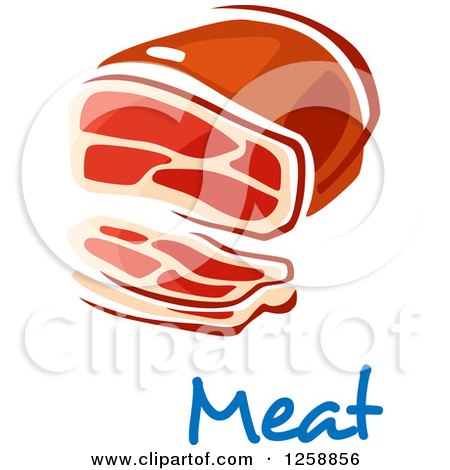 Clipart of a Chunk of Red Meat over Text - Royalty Free Vector Illustration by Vector Tradition SM