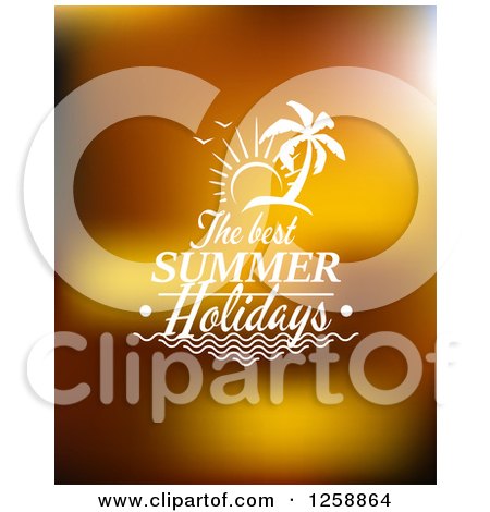 Clipart of a Sun Island and the Best Summer Holidays Text - Royalty Free Vector Illustration by Vector Tradition SM