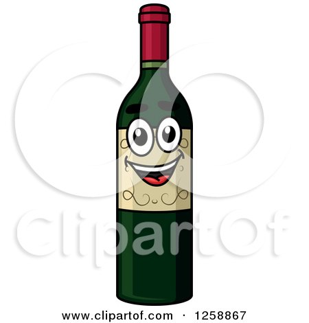 Clipart of a Happy Wine Bottle - Royalty Free Vector Illustration by Vector Tradition SM