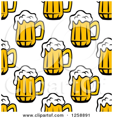 Clipart of a Seamless Background Pattern of Beer - Royalty Free Vector Illustration by Vector Tradition SM
