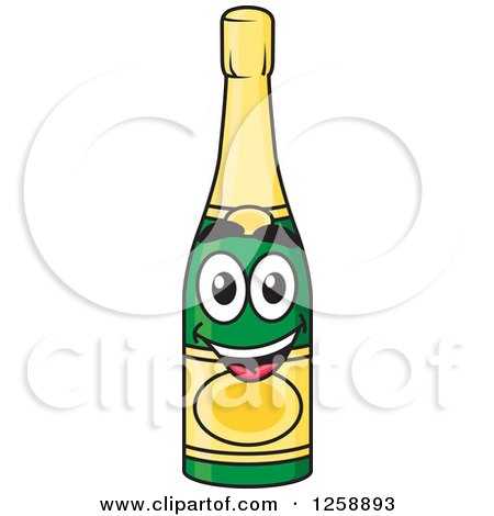 Clipart of a Champagne Bottle Character - Royalty Free Vector Illustration by Vector Tradition SM