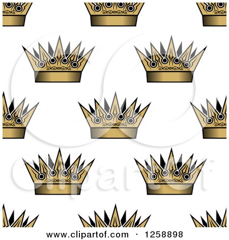 Clipart of a Seamless Background Pattern of Gold Crowns - Royalty Free Vector Illustration by Vector Tradition SM