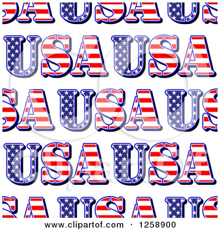 Clipart of a Seamless Pattern Background of Patriotic USA Text - Royalty Free Vector Illustration by Vector Tradition SM