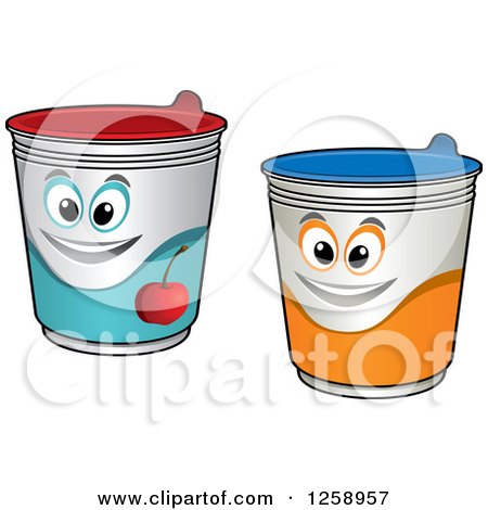 Clipart of Happy Yogurt Characters - Royalty Free Vector Illustration by Vector Tradition SM