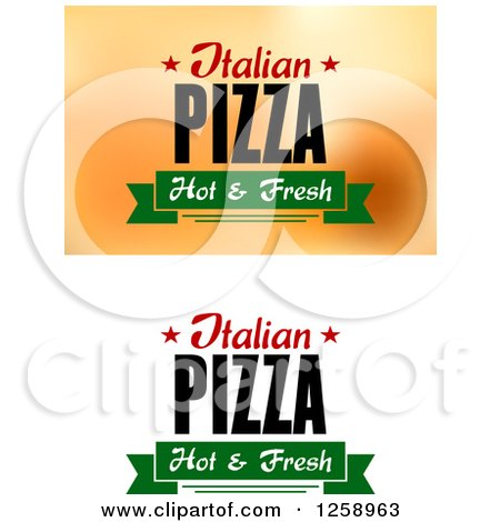 Clipart of Italian Pizza Hot and Fresh Designs - Royalty Free Vector Illustration by Vector Tradition SM