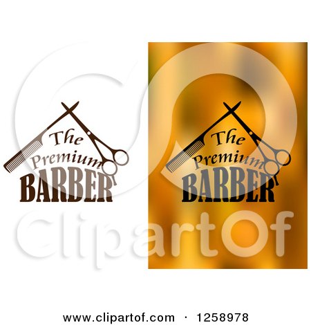 Clipart of the Premium Barber Text with a Scissors and Combs - Royalty Free Vector Illustration by Vector Tradition SM