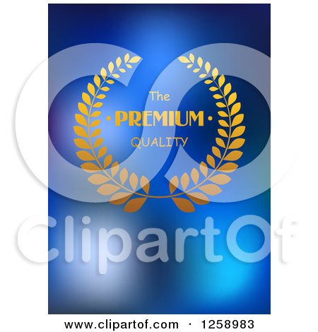 Clipart of a Gold Premium Quality Design over Blue - Royalty Free Vector Illustration by Vector Tradition SM
