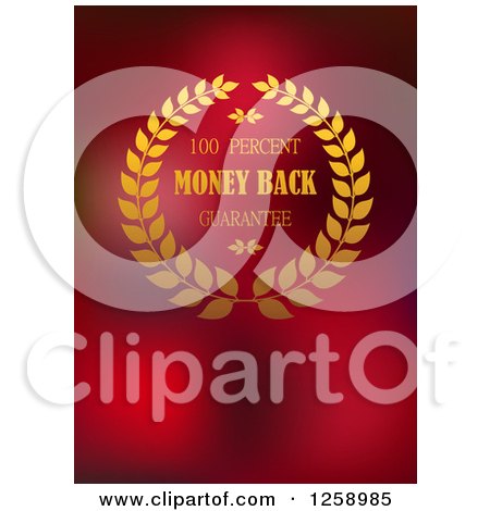 Clipart of a Wreath Money Back Guarantee Label on Red - Royalty Free Vector Illustration by Vector Tradition SM