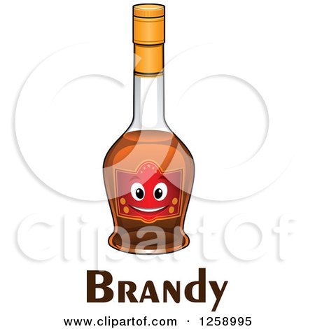 Clipart of a Happy Brandy Bottle over Text - Royalty Free Vector Illustration by Vector Tradition SM