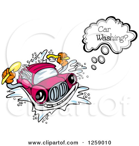 Clipart of a Talking Car Washing Itself - Royalty Free Vector Illustration by Vector Tradition SM