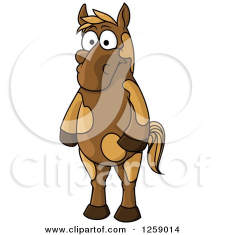 Clipart of a Brown Horse Standing Upright - Royalty Free Vector Illustration by Vector Tradition SM