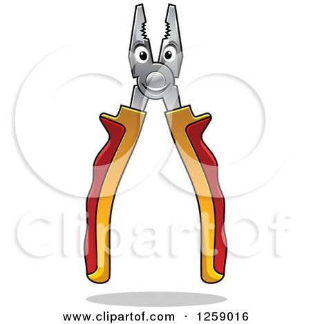 Clipart of a Happy Pair of Pliers - Royalty Free Vector Illustration by Vector Tradition SM