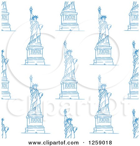 Clipart of a Seamless Background Pattern of Blue Statues of Liberty - Royalty Free Vector Illustration by Vector Tradition SM