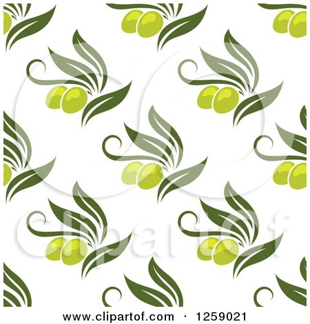 Clipart of a Seamless Background Pattern of Green Olives - Royalty Free Vector Illustration by Vector Tradition SM