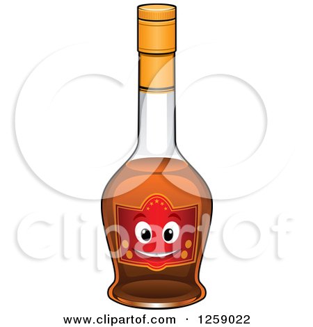 Clipart of a Happy Brandy Bottle - Royalty Free Vector Illustration by Vector Tradition SM