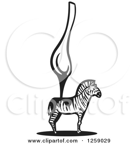 Clipart of a Black and White Spoon Dripping over a Zebra - Royalty Free Vector Illustration by xunantunich