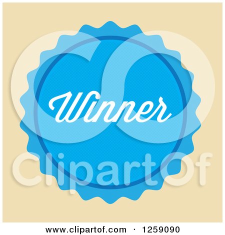 Clipart of a Blue Winner Badge - Royalty Free Vector Illustration by Arena Creative