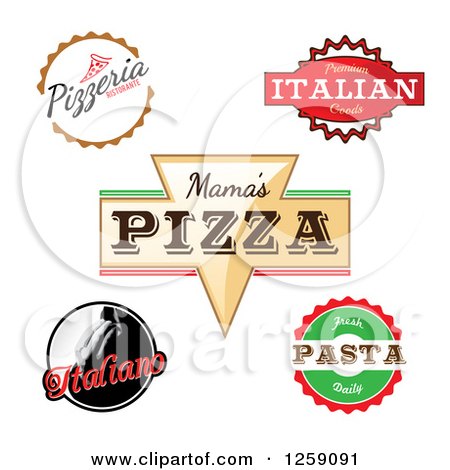 Clipart of Pizza and Italian Cuisine Labels - Royalty Free Vector Illustration by Arena Creative