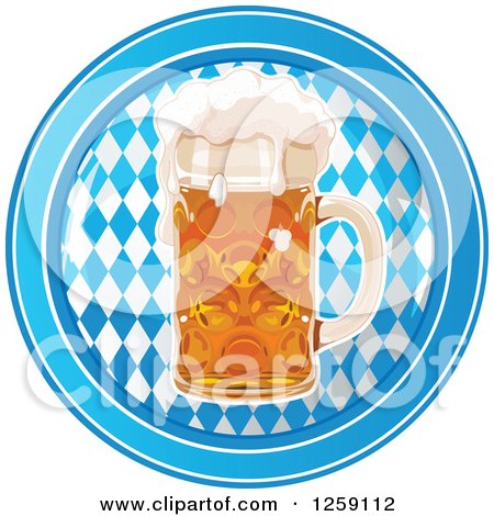 Clipart of an Oktoberfest Beer Mug over Diamonds in a Circle - Royalty Free Vector Illustration by Pushkin