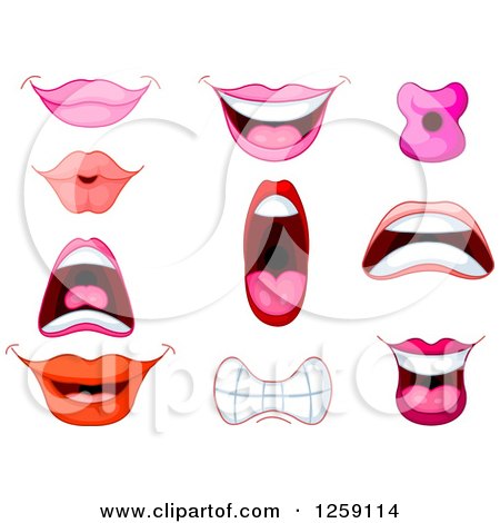 Clipart of Mouths and Lips - Royalty Free Vector Illustration by Pushkin