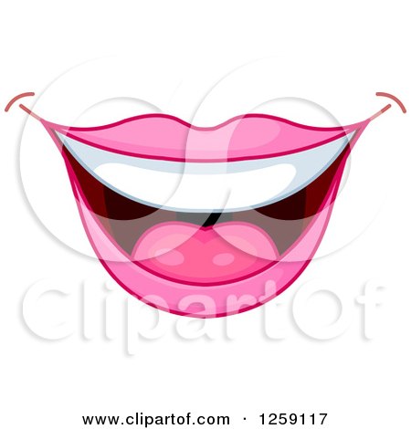 Clipart of a Woman's Pink Smiling Mouth - Royalty Free Vector Illustration by Pushkin