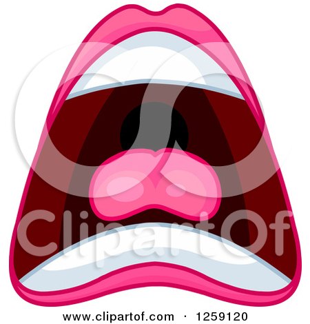Clipart of a Woman's Pink Screaming Mouth - Royalty Free Vector Illustration by Pushkin
