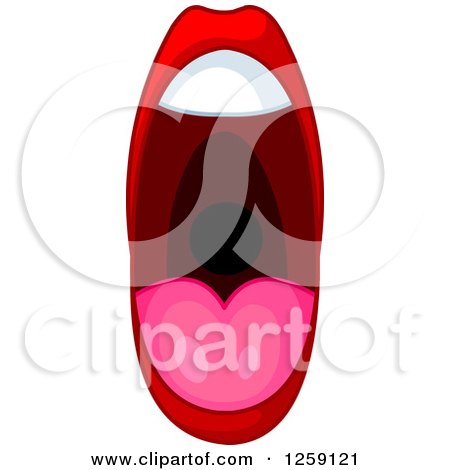Clipart of a Woman's Pink Shouting Mouth - Royalty Free Vector Illustration by Pushkin