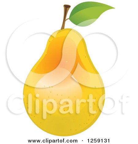 Clipart of a Pear with a Leaf - Royalty Free Vector Illustration by Pushkin