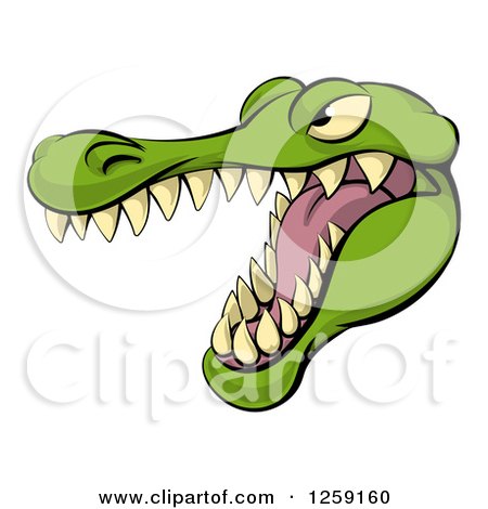 Clipart of an Aggressive Snarling Alligator Mascot Head - Royalty Free Vector Illustration by AtStockIllustration