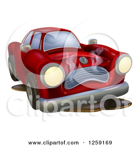 Clipart of a Sad Broken down Car - Royalty Free Vector Illustration by AtStockIllustration