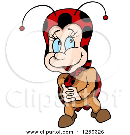 Clipart of a Bashful Ladybug - Royalty Free Vector Illustration by dero